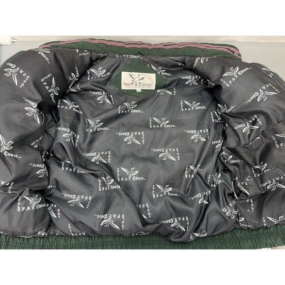 Vintage 90s Triple Fat Goose Jacket Down Puffer Retro Green Purple Womens XL - Picture 8 of 13